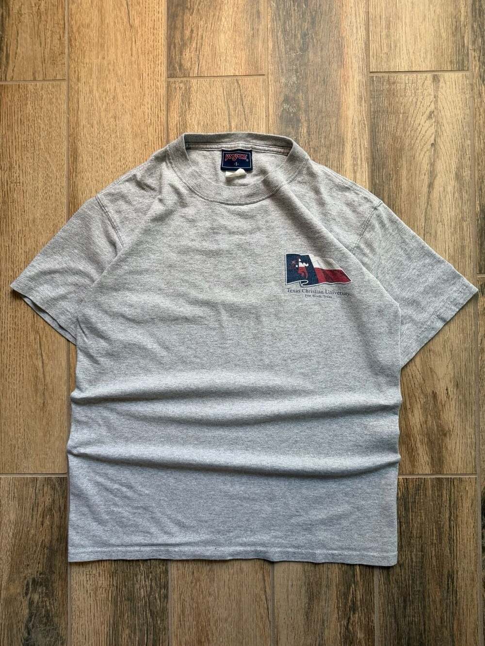 Vintage TCU Texas Christian University Jansport T-Shirt Size S Gray
